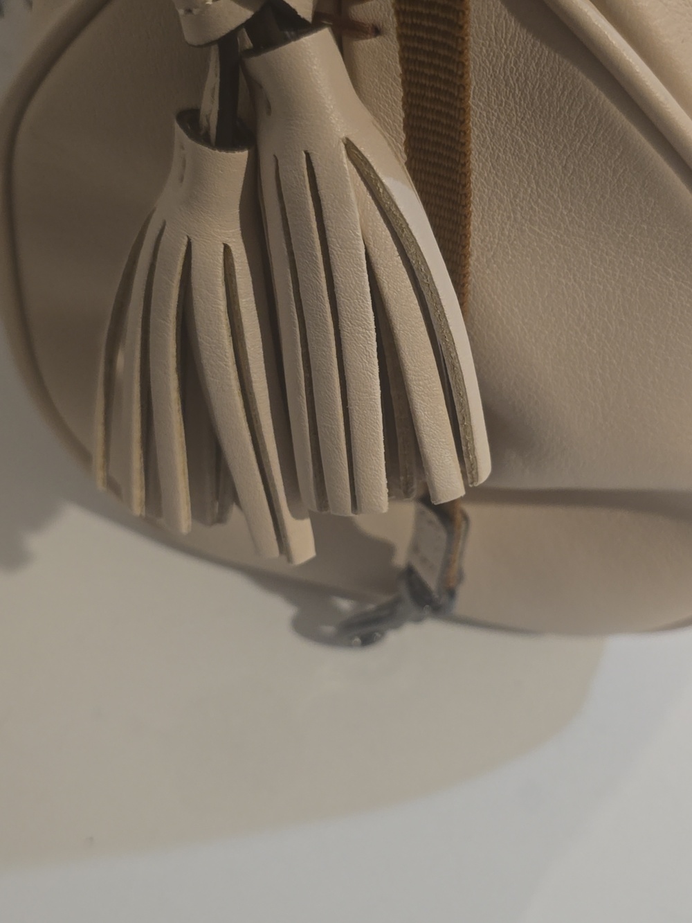 Dooney & Bourke Cream Leather Satchel with Tassel - Picture 10 of 16